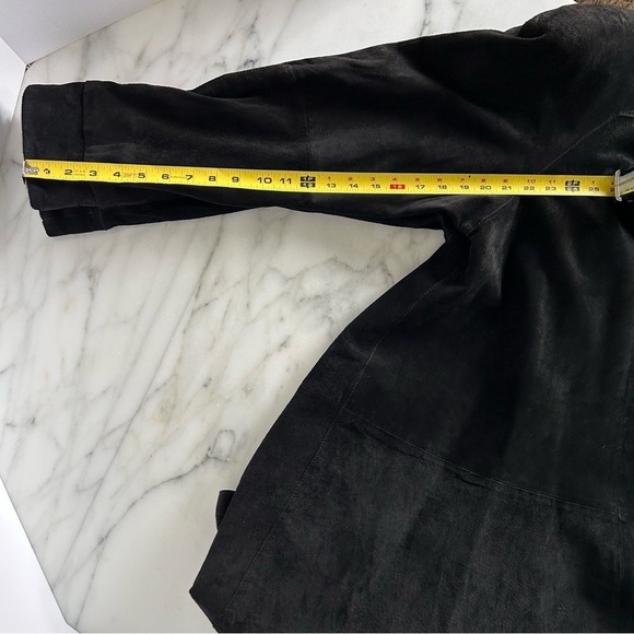 Ellen Ashley Black Vintage Suede Open Front Relaxed Fit Swing Coat Womens Size S - Picture 8 of 13